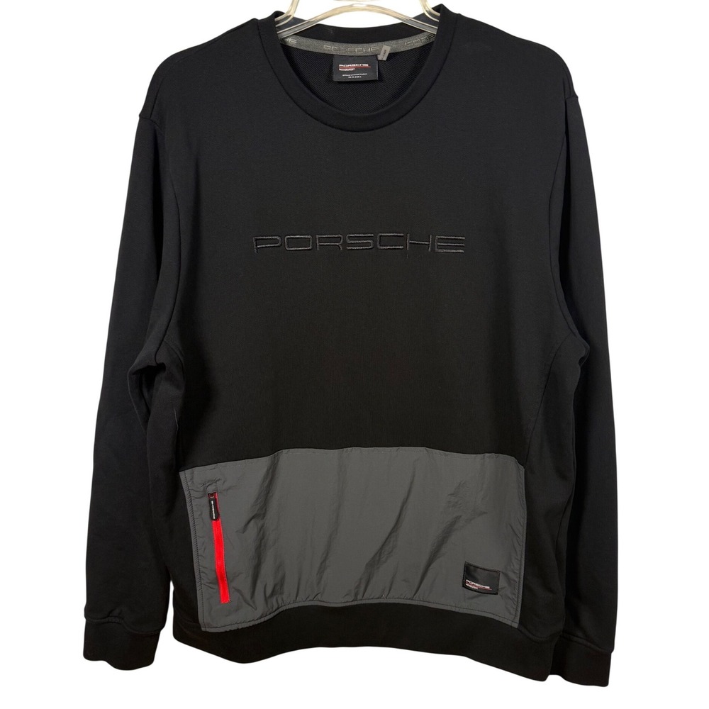 PORSCHE Motorsport Unisex Pullover Crewneck Motorsport Fanwear Black/Gray, Large